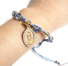 Load image into Gallery viewer, Blue Guadalupe Virgin Mary Bracelet Adjustable Pulsera String