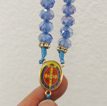 Load image into Gallery viewer, Blue Picture Saint Benedict Medal Cross Rosary