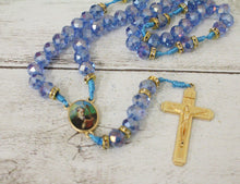 Load image into Gallery viewer, Blue Picture Saint Benedict Medal Cross Rosary