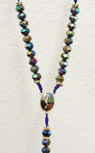Multi Color Rainbow Saint Benedict Medal Cross Rosary