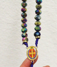 Load image into Gallery viewer, Multi Color Rainbow Saint Benedict Medal Cross Rosary
