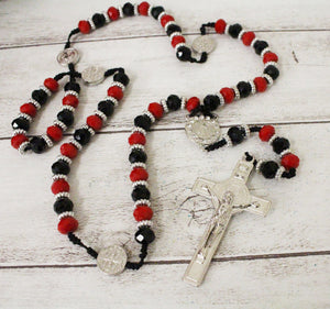 Black Red Saint Benedict Medal Cross Rosary