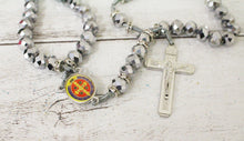 Load image into Gallery viewer, Silver Picture Saint Benedict Medal Cross Rosary