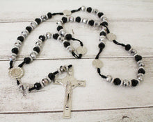 Load image into Gallery viewer, Black Silver Saint Benedict Medal Cross Rosary