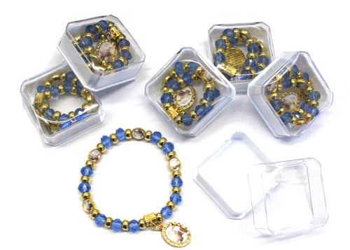 12 Blue/Gold Baby Rosary Bracelet