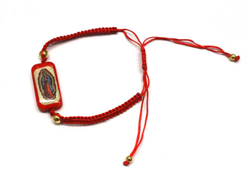 Red Guadalupe Virgin Mary Bracelet Adjustable Pulsera String