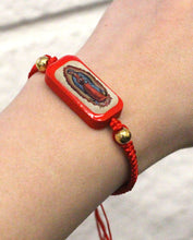 Load image into Gallery viewer, Red Guadalupe Virgin Mary Bracelet Adjustable Pulsera String
