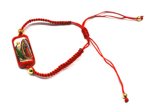 Red St. Jude Guadalupe Virgin Mary Bracelet Adjustable Pulsera String
