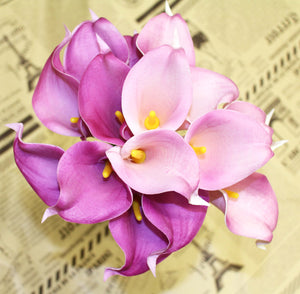 15 Purple Lavender Real Touch Calla Lily