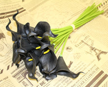 Load image into Gallery viewer, 15 Black Real Touch Calla Lily
