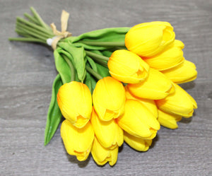 15 Yellow Orange Tips Real Touch Tulip