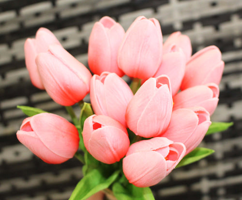 15 Pink Real Touch Tulip