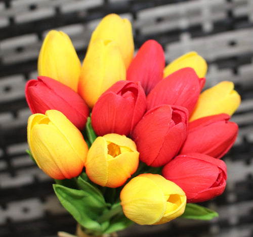 15 Red Yellow Real Touch Tulip