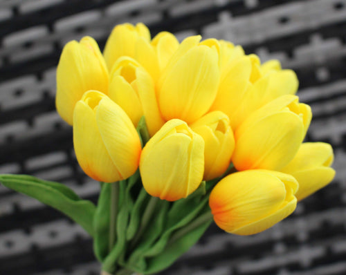 15 Yellow Orange Tips Real Touch Tulip