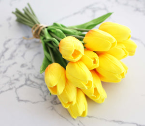 15 Yellow Orange Tips Real Touch Tulip