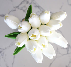 15 White Real Touch Tulip