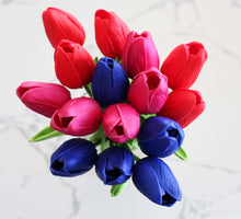 Load image into Gallery viewer, 15 Blue Hot Pink Red Real Touch Tulip