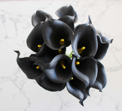 15 Black Real Touch Calla Lily