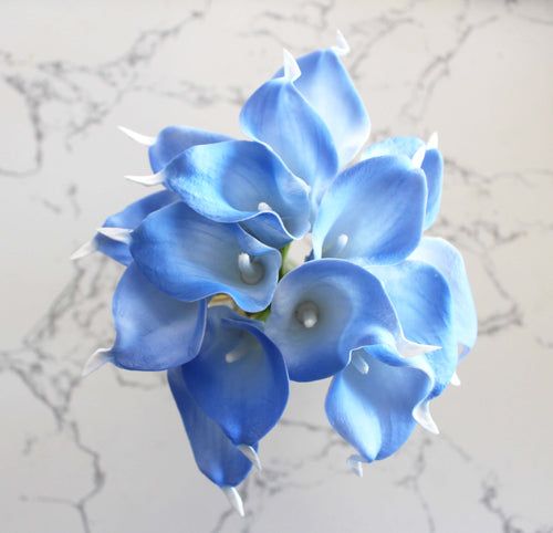 15 Light Blue Real Touch Calla Lily