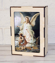 Load image into Gallery viewer, 5pc Guardian Angel Baptism Set Wood Box