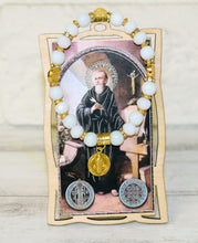 Load image into Gallery viewer, 24 St. Benedict San Benito Medal Wood Frame w/ Bracelet
