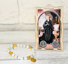 Load image into Gallery viewer, 24 St. Benedict San Benito Medal Wood Frame w/ Bracelet