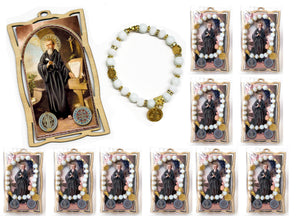 24 St. Benedict San Benito Medal Wood Frame w/ Bracelet