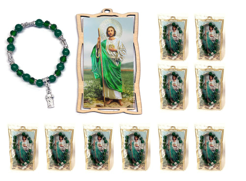 24 St. Jude Sanit Judas Joseph Wood Frame w/ Bracelet