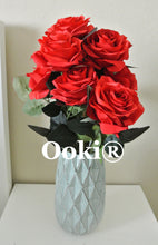 Load image into Gallery viewer, Ruby Red Rose Bouquet Silk Flower 10 Heads Bush