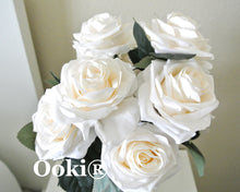 Load image into Gallery viewer, Ivory Cream Rose Bouquet Silk Flower 10 Heads Bush