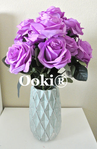Lavender Rose Bouquet Silk Flower 10 Heads Bush