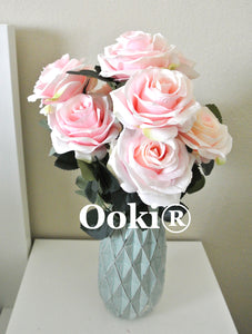 Pink Yellow Victorian Rose Bouquet Silk Flower 10 Heads Bush