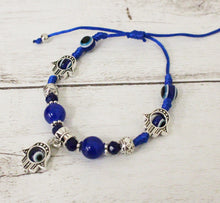 Load image into Gallery viewer, Blue String Evil Eye Hand Bracelet