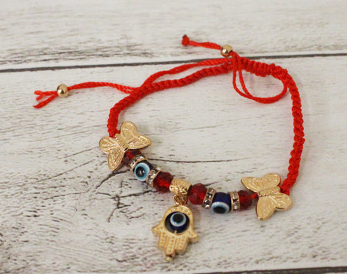 Red String Evil Eye Hand Butterfly Bracelet
