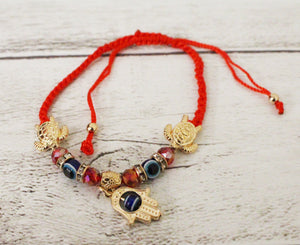 Red String Evil Eye Hand Turtle Bracelet
