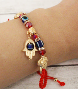 Red String Evil Eye Hand Turtle Bracelet