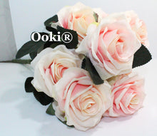 Load image into Gallery viewer, Pink Yellow Victorian Rose Bouquet Silk Flower 10 Heads Bush