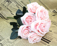 Load image into Gallery viewer, Blush Rose Bouquet Silk Flower 10 Heads Bush