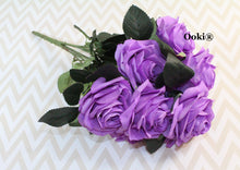 Load image into Gallery viewer, Lavender Rose Bouquet Silk Flower 10 Heads Bush