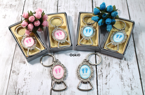 12 Baby Boy Girl Footprint Elegant Keychain Party Favor