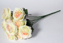 Load image into Gallery viewer, 9 Head Yellow Pink Rose Bush