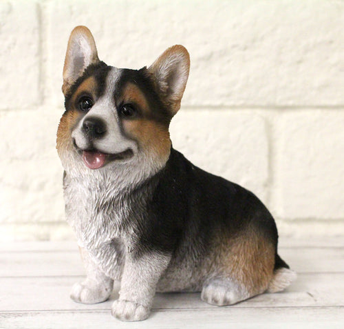 Tri Color Corgi Dog Figurine