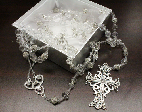 Silver Lace Cross Acrylic Lasso