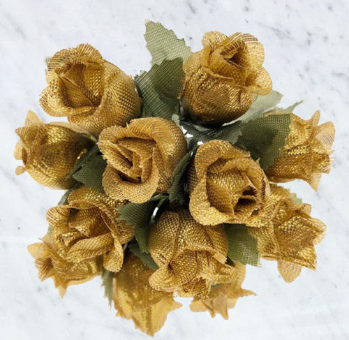 144 Gold Poly Flower Rose Bouquet