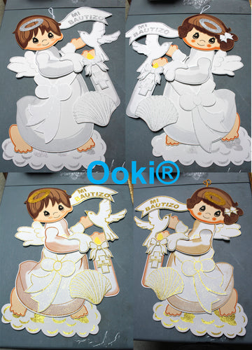 Silver Gold Mi Bautizo Comunion Angel Girl Boy Wings Foam