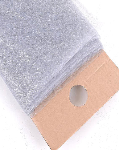 Silver Glitter Tulle Fabric Bolt 54