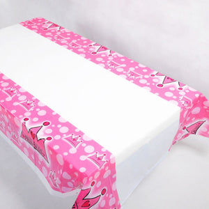 5pc Pink Princess Crown Plastic Tablecovers Disposable