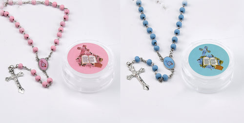 Bible Pink Blue 12 Scented Rosary Beads